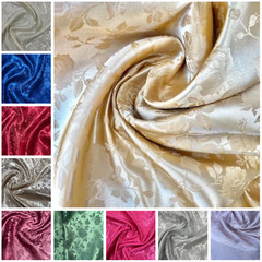 Sedona Designz Satin Jacquard Rose Brocade Fabric by The Yard – 58 Inch Wide