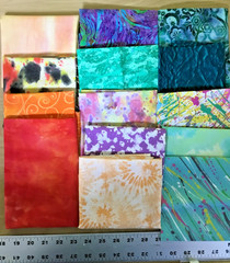 LOT OF 14 FAT QUARTERS COTTON FABRIC ASSTD COLORS & DESIGNS, BLENDERS