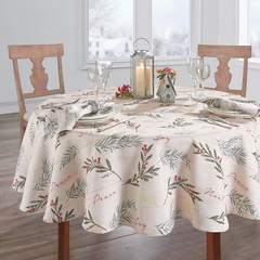 Home Fashions Holiday Tree Trimmings Wrinkle Resistant Fabric Christmas Tableclo
