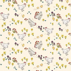1/2 Yard Fabric – Chicken Farm – Cream by Belle & Boo for Michael Miller