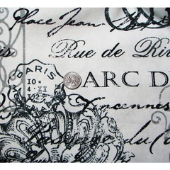 Richloom Dumas Remnant 1/3 Yard by 54″ Black Off-White French Words All Cotton