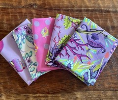 5 Fat Quarter Bundle Tula Pink Floral Reef Ultraviolet/Delphine Colorway Cotton