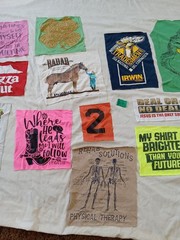 Assorted Lot Of 17 T-shirt Graphics Fabric Cutouts- For Art, Sewing, & Craft