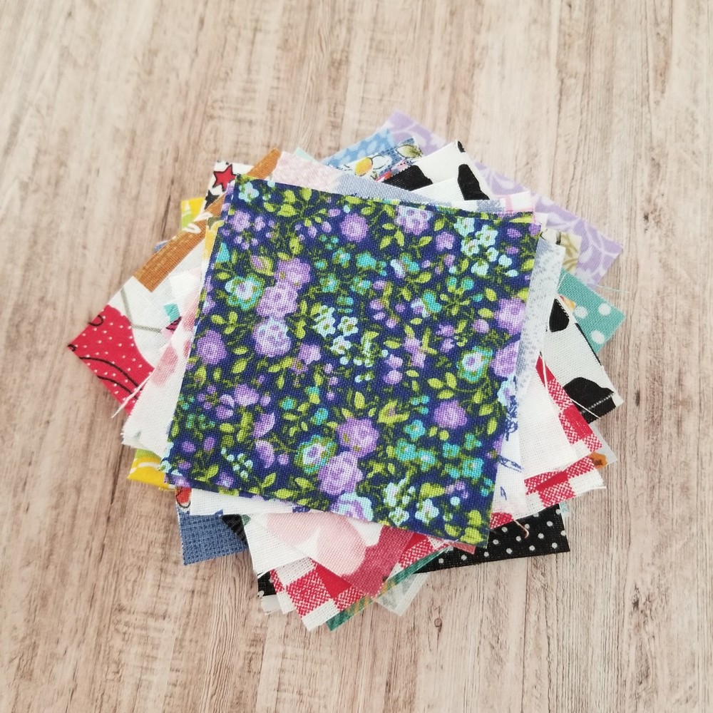 Cotton Fabric 2.5″ Mini Charm Squares – 60 Pieces – Assorted Patterns