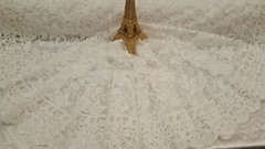 White Lace Embroidery Fabric By Yard Guipure Double Scalloped Flowers Floral