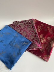Mismatched Chinese Damask Brocade Lot of 3 Jacquard Pieces Fabrics ~NEW~