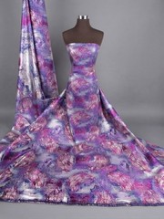 Purple Blue Jacquard Metallic Brocade Fabric 58” Width By The Yard