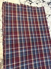 VTG Homespun Plaid (35” X 43”Yd) 100% Cotton Fabric Merlot/Dark Grey Blue/Ecru