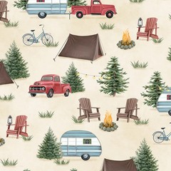 Camping Scenic All Over by Wilmington Prints 100% Cotton Quilting Fabric BTY