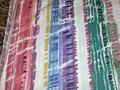 Fabric Large Piece 90″ x 35 W” Cotton Colorful Abstract Stripes on Off White