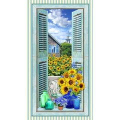 Summer Sunflowers Teal Window Quilt Panel by Michael Miller 24 x 44