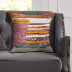 Eclectic Lined Multicolored Striped Hypoallergenic Polyester 18 In. X 18 In. Ind