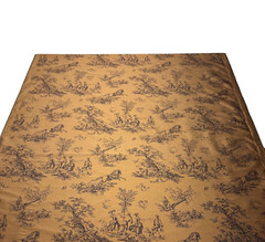 DESIGNER FRENCH COUNTRY TOILE SEPIA BROWN 100% SILK PRINTED FABRIC BY YARD 54″W