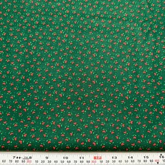 Vintage Red Heart Florals on Green Unbranded Cotton Fabric by the HALF YARD