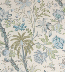 COWTAN & TOUT CURTAIN FABRIC DESIGN Arabella 3.5 METRES SKY/FERN LINEN BLEND