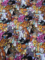 Disney Cats All Over Print Cotton Fabric 79 x 58 inches