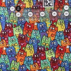 Cotton Animals Cats Kitten Colorful Multicolor Fabric Print 1.5 yards