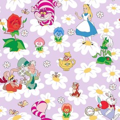 By The Yard, Alice In Wonderland ~ $3.99 Ships ANY Amount Of Cotton Fabric