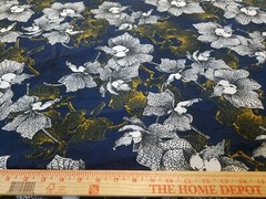 Navy floral Printed spandex stretchable Fabric wrinkle resistant 60” W Sold BTY