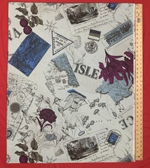 *VTG* Cotton fabric “JBJ Fabrics INC” Collage Travels/old Maps BTY 36”Lx55”W
