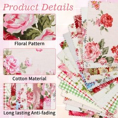 42Pcs Pink Charm Packs for Quilting, 100% Cotton Fabric Squares 5 x 5Inch