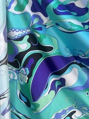 Italian Deadstock 100% Silk Twill 60 GSM Fabric By The Yard Emilio Pucci Logo