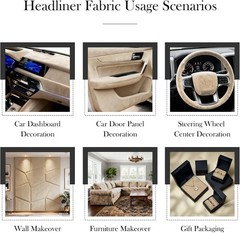 Suede Headliner 96″x60″ Foam Backing Car SUV Truck RV Boat Auto Roof Beige