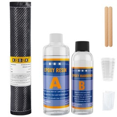 Krbnk 5FT Carbon Fiber Repair Kit, 12″ Carbon Fiber Cloth Roll, 8OZ Epoxy Res…