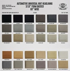 Automotive Universal Flat Knit Headliner Fabric With 3/16 Foam Backing /60″ Wide