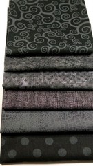 Halloween Black Gray Polka Dot Primitive Calico Cotton Quilt Fabric Scrap Lot