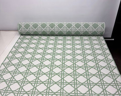 SUNBRELLA REIGH KELLY GREEN RATTAN BAMBOO WOVEN OUTDOOR INDOOR FABRIC BTY 54″W