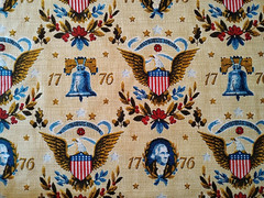 Patriotic 1776 Print on Cotton Drapery Sewing Fabric Loose Weave Rough Texture