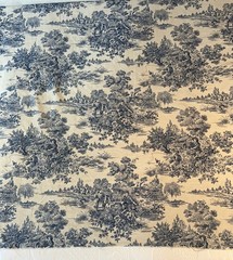 Waverly Country Life Old Sturbridge Vill Toile Fabric Blue Cotton 56″ wide