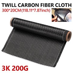 10FT Real Carbon Fiber Fabric Cloth Roll 3k 200gsm 2×2 Twill Weave 8” Black