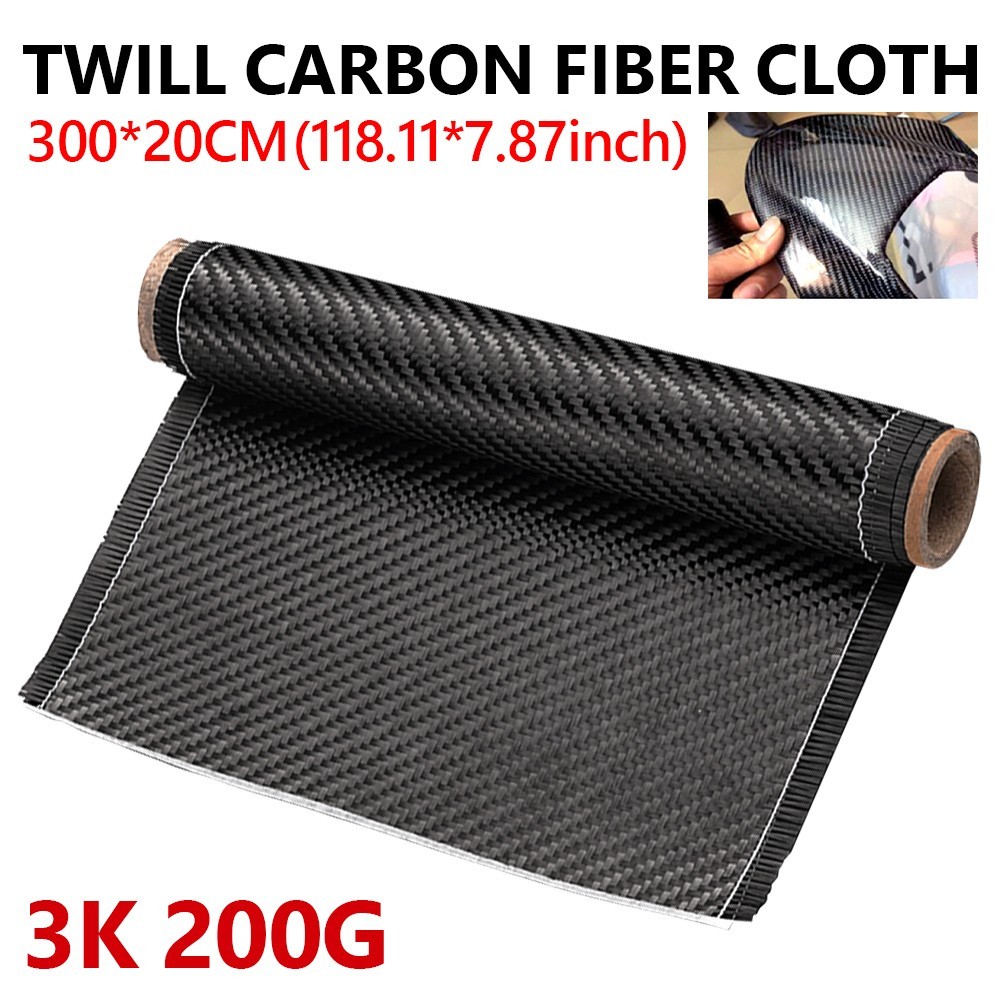 9.8ft x 7.87″ Carbon Fiber Fabric Black 2×2 Twill Weave Cloth Carbon Fiber Sheet