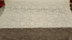 White Lace Embroidery Fabric By Yard Guipure Double Scalloped Flowers Floral
