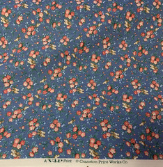 Vtg Allover Floral Print Fabric With Birds Cranston VIP Print Pink Tan Blue BTY