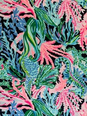 Lilly Pulitzer Pima Cotton Hide Tide Bringing Mermaid Back 1 yd (36¨x 60¨) DFCT