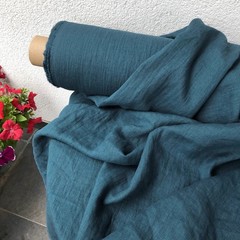 100% Organic Cotton Fabric By The Yard Denim Blue Soft Hand Dyed Sewing Material