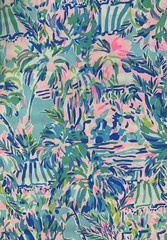 ~~ Lilly Pulitzer Cotton Poplin Fabric Blue Ibiza Cabana Cocktail 46″ x 57″