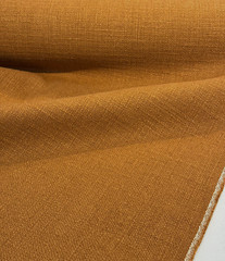 Protege Golden Brown Deer Trail Linen Cotton Slub Upholstery Fabric By the Yard
