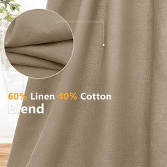 Linen Fabric by the Yard, 61 Inch Wide Natural Blend Cloth, 60% Linen 40% Cotton
