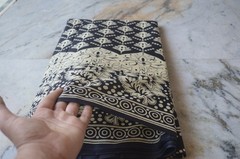 Black & Beige Hand Print Fabric 100% Cotton 4 Yard NO DUTY CHARGES 100%✅ZK-369