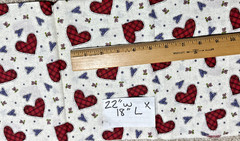 Cotton fabric lot of four pieces heart theme unknown brands, fat quarters