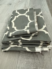 Gray White Upholstery Fabric Remnants Home Decor Geometric Shapes Sewing Project