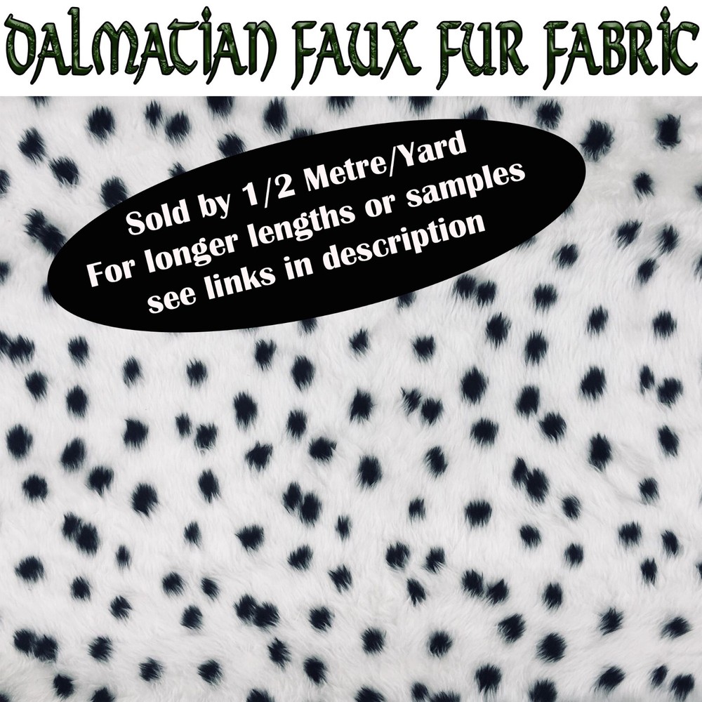 Dalmatian Fluffy Faux Fur Fabric 150cm wide (60″) sold by half metre/yard