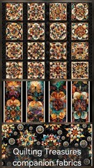 Quilting Treasures – Solstice Kaleidoscope Medallion Quilting Fabric – BTY