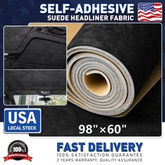 Black Suede Headliner Fabric w Adhwsive for Car Auto Headliner & Trim 98″ × 60″