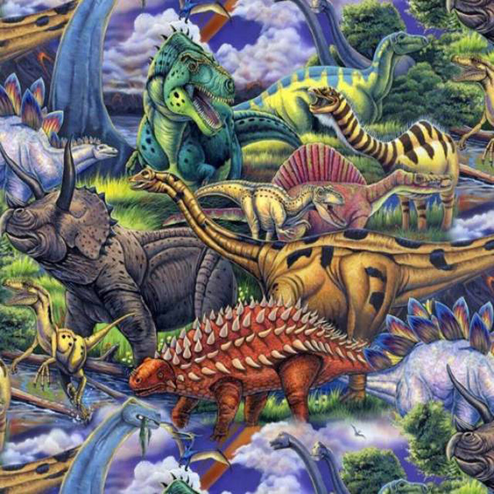 Dinosaurs Allover Print Fleece Fabric – 60″ Wide – Sold by The Yard & Bolt