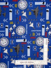 USA Military United States Air Force Fabric By The Yard Airplane Jet Cotton